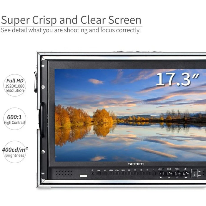 SEETEC P173-9HSD-CO 17.3 inch Aluminum Case Mountable Director Monitor 3G-SDI  /  HD 1920x1080 FHD Rack Broadcast Viewing Unit - US Plug - 6