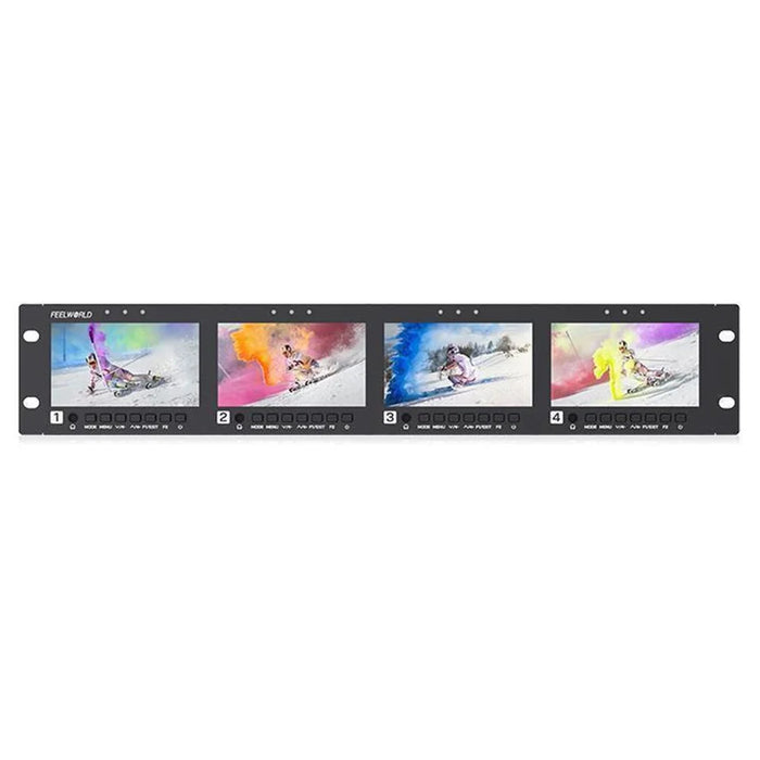 FEELWORLD Q41 4.5 inch 2RU Rack-Mount Broadcast Display 3G-SDI  /  4K HD  /  AV Quad-Screen Broadcast Multi-Viewer - US Plug - 5