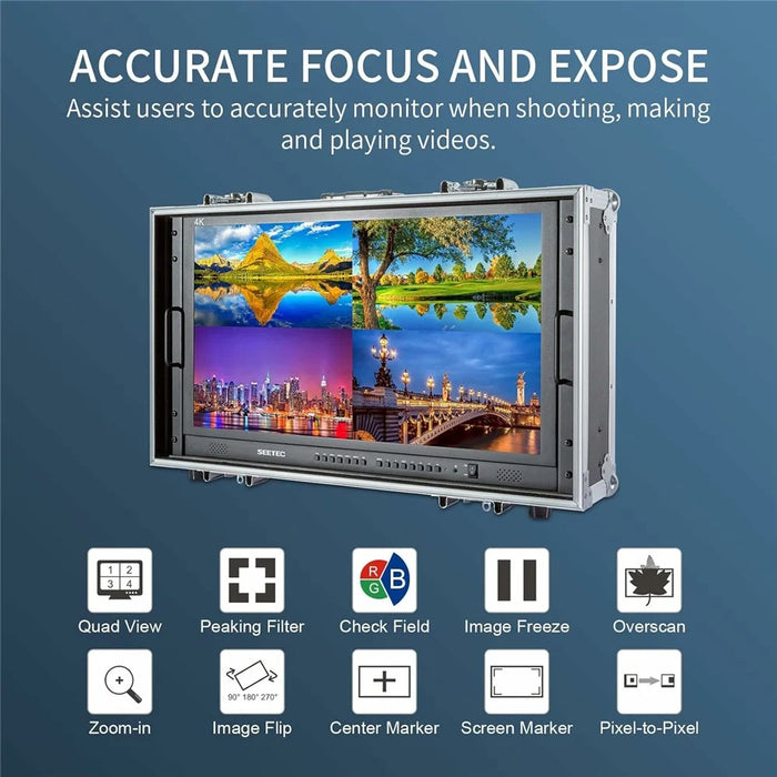 SEETEC 280-9HSD-CO 4-Split Screen 28 inch 4K Director Multi-Viewer 3840x2160 HD Broadcast Monitoring Unit - US Plug - 4