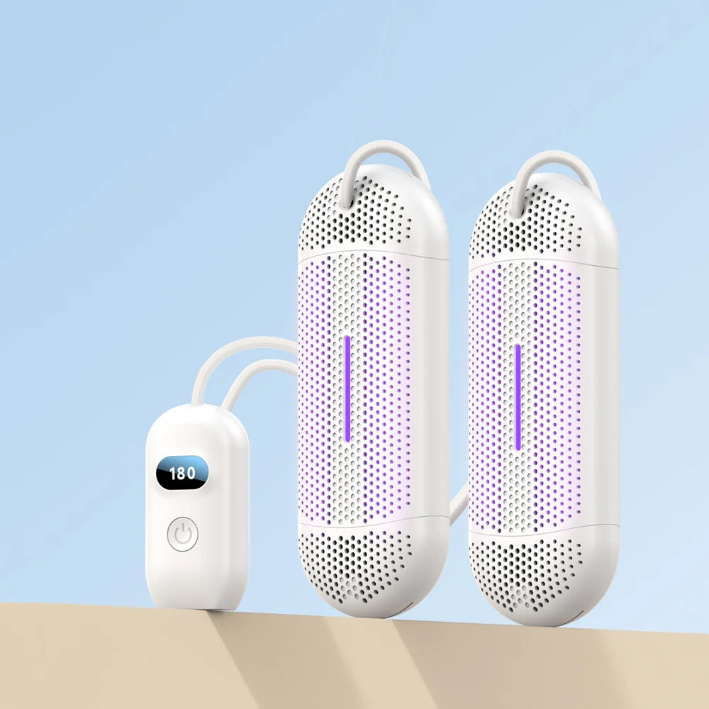UV Sterilization Adjustable Shoe Dryer PTC Ceramic Heating Odor Removal with Timer, for Shoe Size 28-45 - White/US Plug - 6