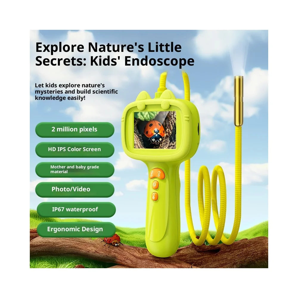 G21 2.4 Inch IPS Screen Kids Endoscope with LED Light 2MP Science Borescope Camera Children Gift - Green - 2