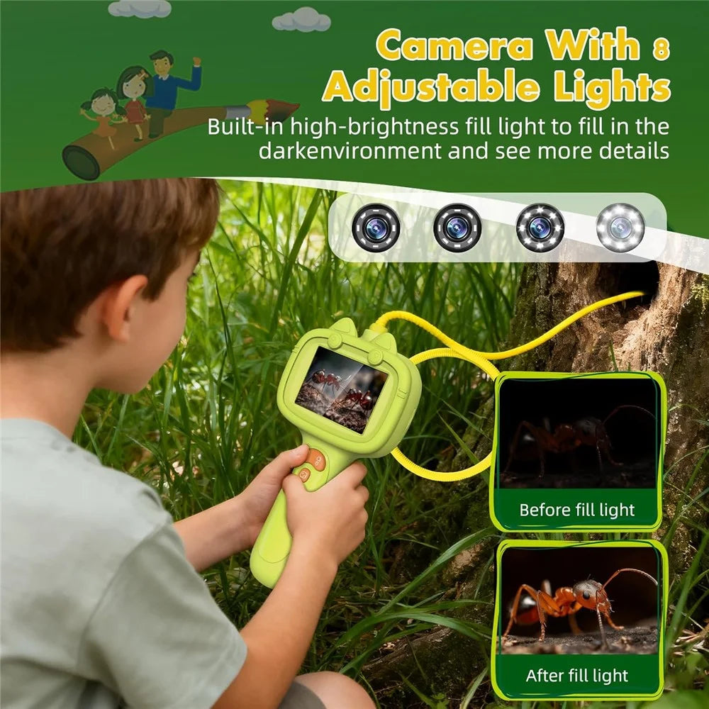 G21 2.4 Inch IPS Screen Kids Endoscope with LED Light 2MP Science Borescope Camera Children Gift - Green - 7