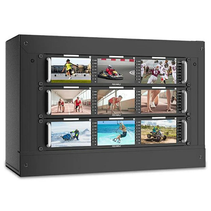 FEELWORLD T51 PLUS Triple 5.5 Inch IPS Screen SDI  /  4K HD  /  AV 2RU Rack Mount Video Monitor - US Plug - 2