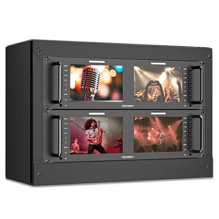 FEELWORLD D71 PLUS Dual 7 Inch IPS Screen 3RU Rack Mount Monitor 4K HD SDI 1920x1200 Broadcast Video Display - US Plug - 2