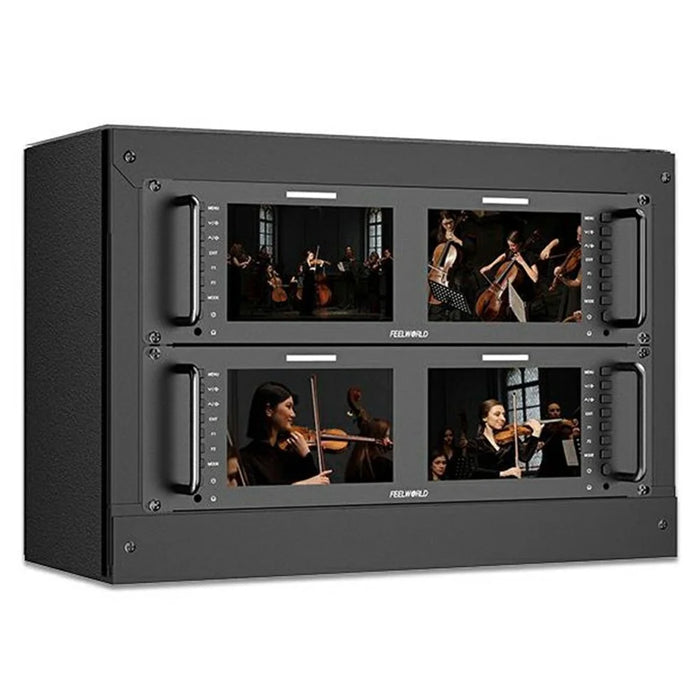 FEELWORLD D71 PLUS-H Dual 7 Inch 1920x1200 IPS Screen 3RU Rack Mount Monitor 4K HD  /  Waveform  /  Vector Scope - US Plug - 2