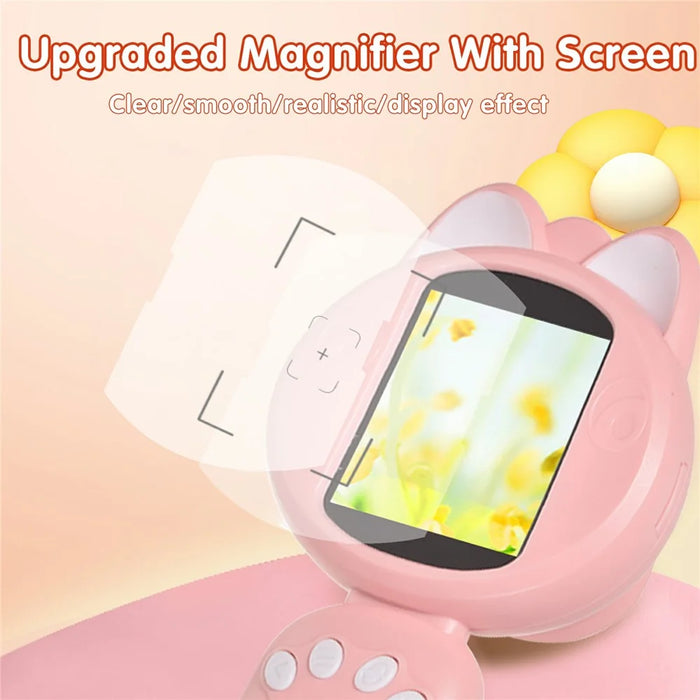 XM020A Digital Microscope for Kids 2.0 Inch IPS Color Screen Magnifier 4X Zoom LED Illumination STEM Learning Tool - Pink - 4