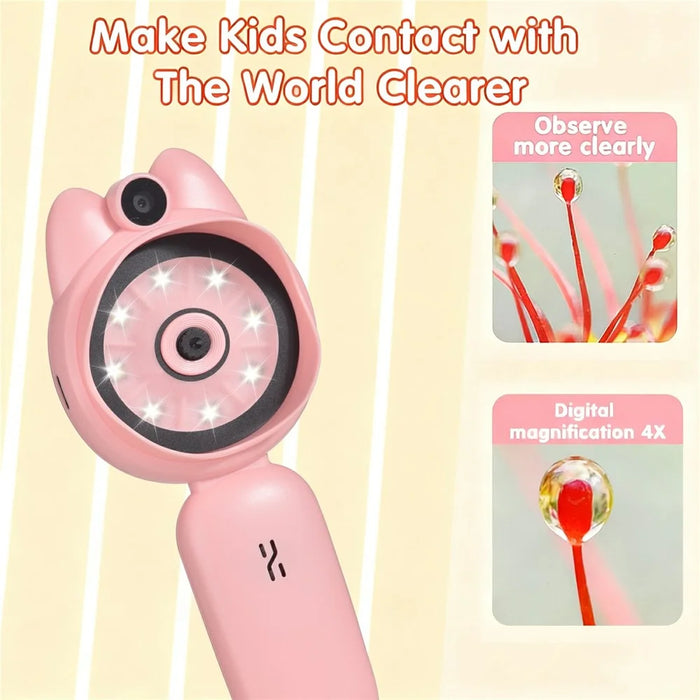 XM020A Digital Microscope for Kids 2.0 Inch IPS Color Screen Magnifier 4X Zoom LED Illumination STEM Learning Tool - Pink - 5
