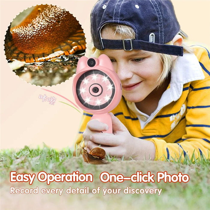 XM020A Digital Microscope for Kids 2.0 Inch IPS Color Screen Magnifier 4X Zoom LED Illumination STEM Learning Tool - Pink - 7