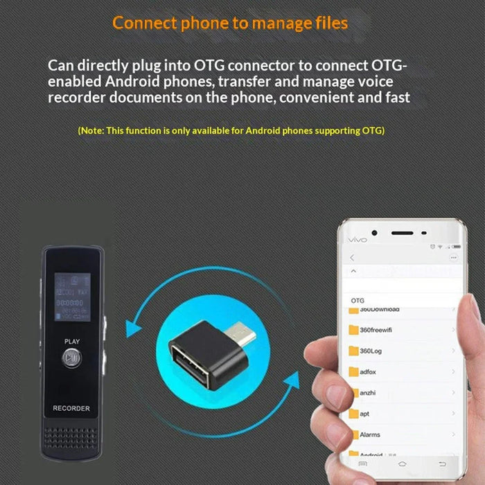 N36 8GB Digital Voice Recorder with A-B Repeat One-Click Recording Pen HD Noise Reduction - Black - 4