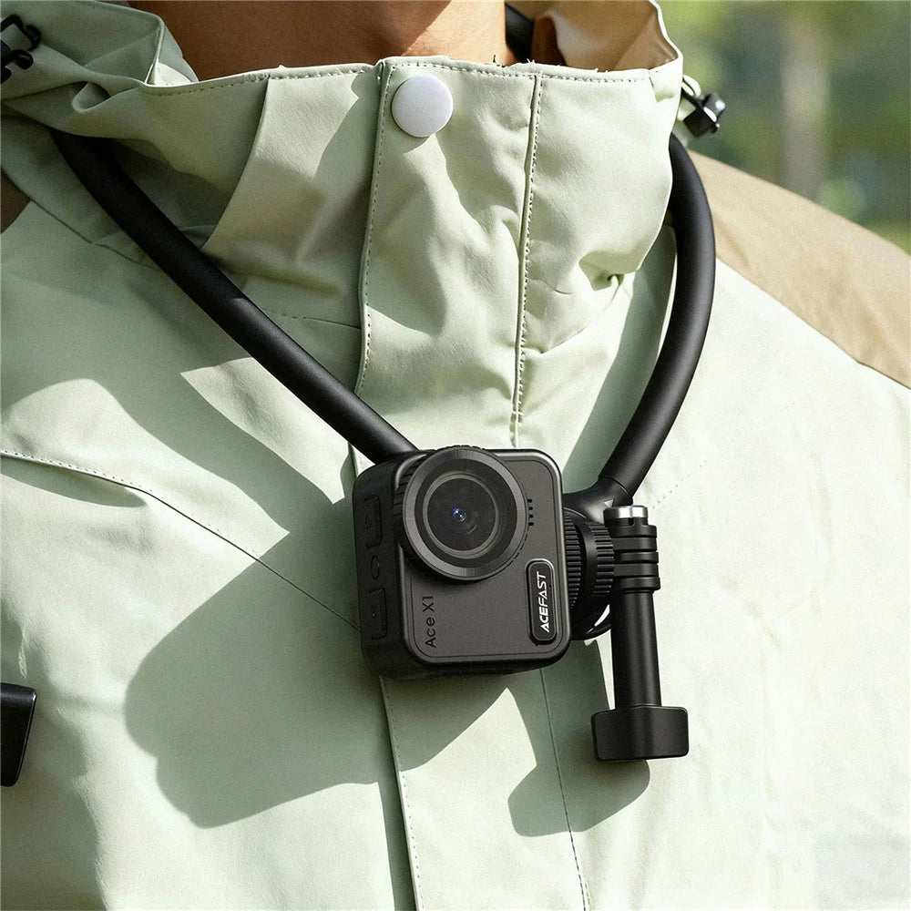 ACEFAST E37 Neck Mount Action Camera Holder First-Person POV Silicone Neckband Bracket with Airbag Pad - 6