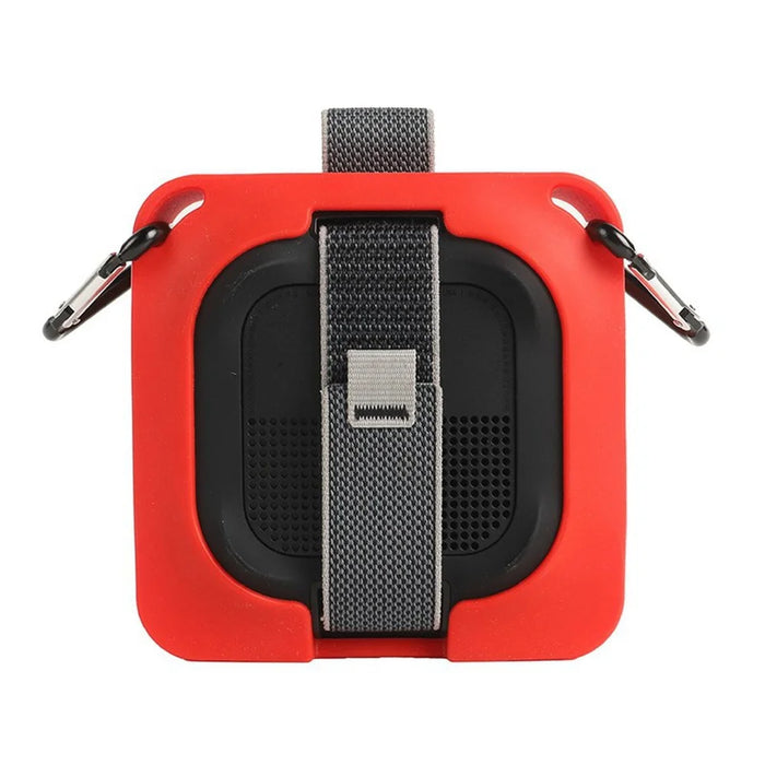 For Bose SoundLink Micro II Bluetooth-Compatible Speaker Silicone Protective Case Drop-Proof Speaker Cover with Shoulder Strap and Carabiner - Red - 4
