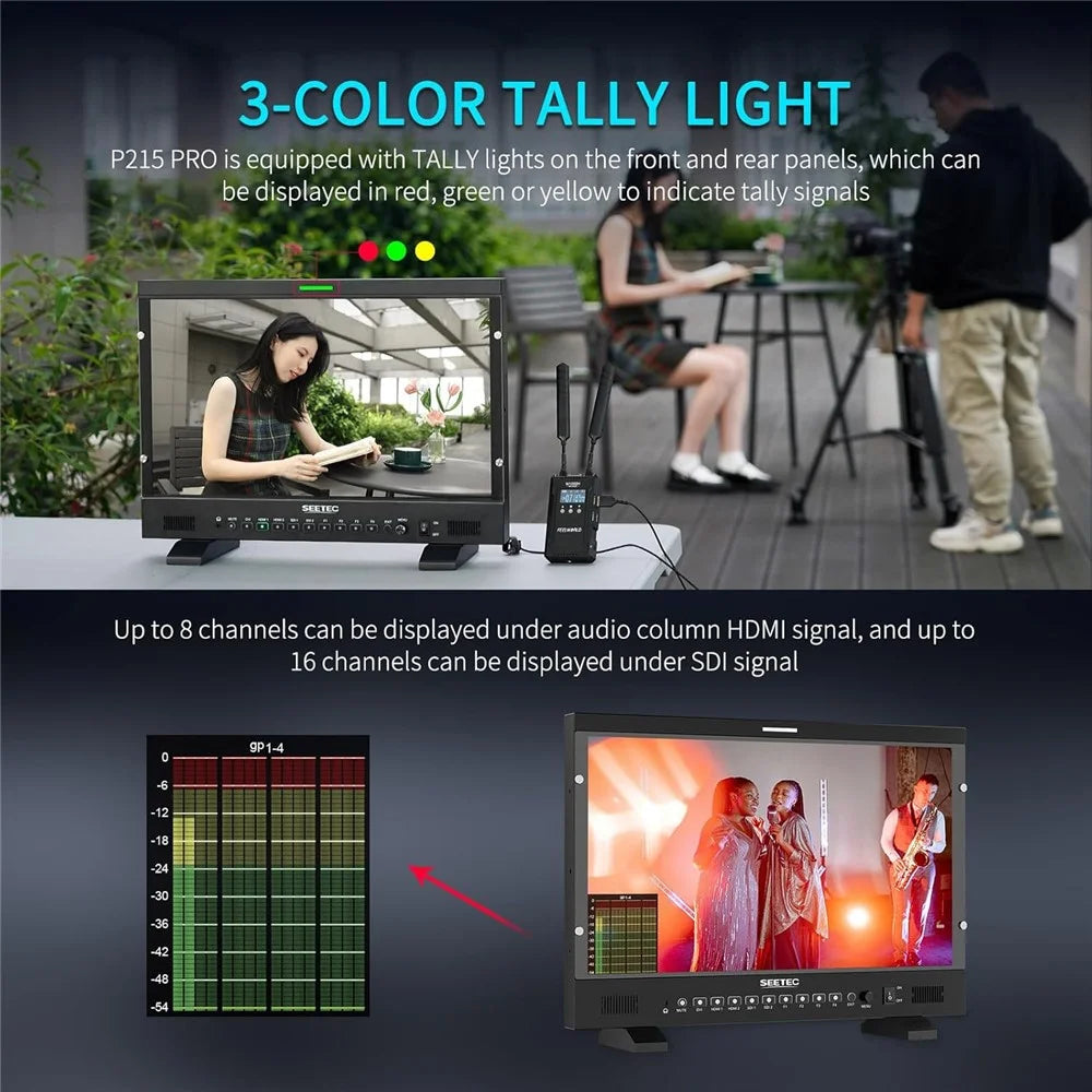 SEETEC P215 PRO 21.5 inch 1920x1080 FHD Broadcast Monitor 1000nit High Brightness IPS Monitor - US Plug - 4