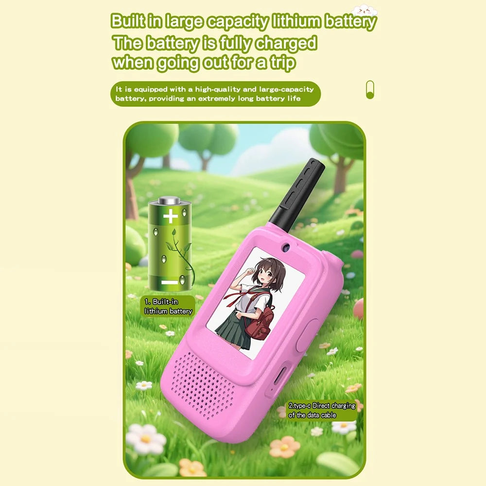 D3 1Pair 2.0 Inch Screen Kids Video Intercom Power-On Auto Pair Walkie Talkie with Voice Changing Function - 5