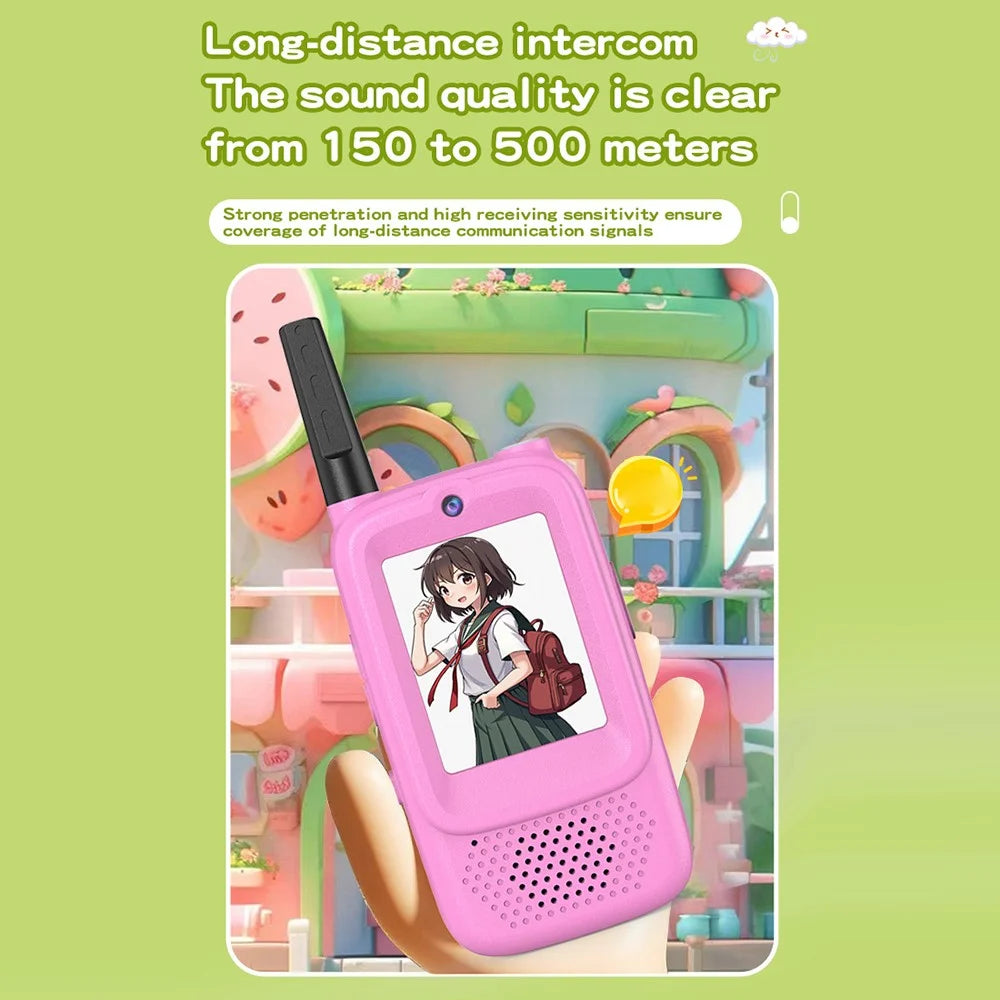 D3 1Pair 2.0 Inch Screen Kids Video Intercom Power-On Auto Pair Walkie Talkie with Voice Changing Function - 6