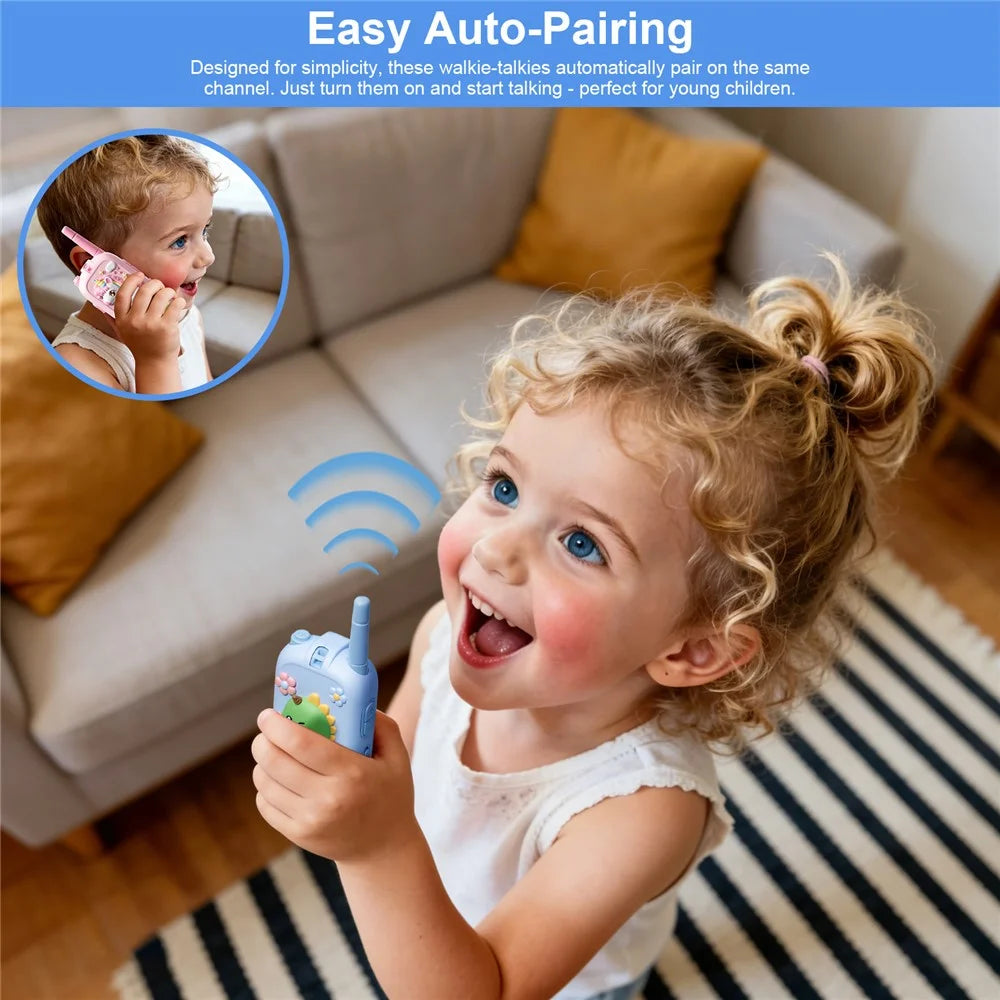 JK200 1 Pair 2.0 inch Kids Video Walkie Talkies with Cute Silicone Case Wireless Intercom Gift Indoor Outdoor Toy - Pink Unicorn + Pink Unicorn - 3