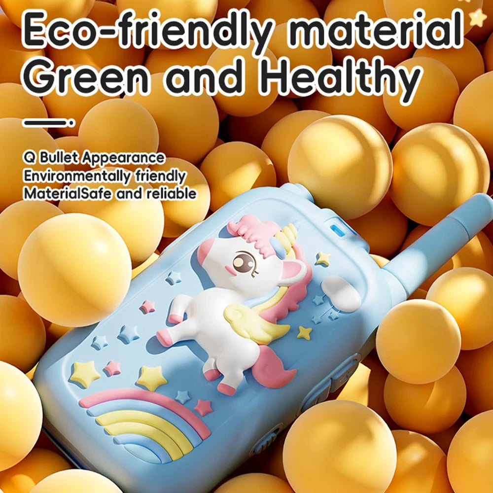 JK200 1 Pair 2.0 inch Kids Video Walkie Talkies with Cute Silicone Case Wireless Intercom Gift Indoor Outdoor Toy - Pink Unicorn + Pink Unicorn - 7