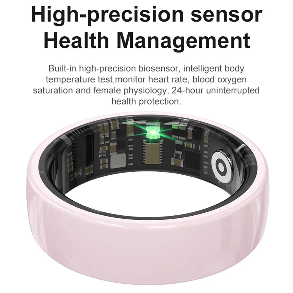 R12 5ATM Waterproof Ceramic Smart Ring with Charging Case 24H Heart Rate Blood Oxygen Sleep Monitor for Health - Black 7 - 4