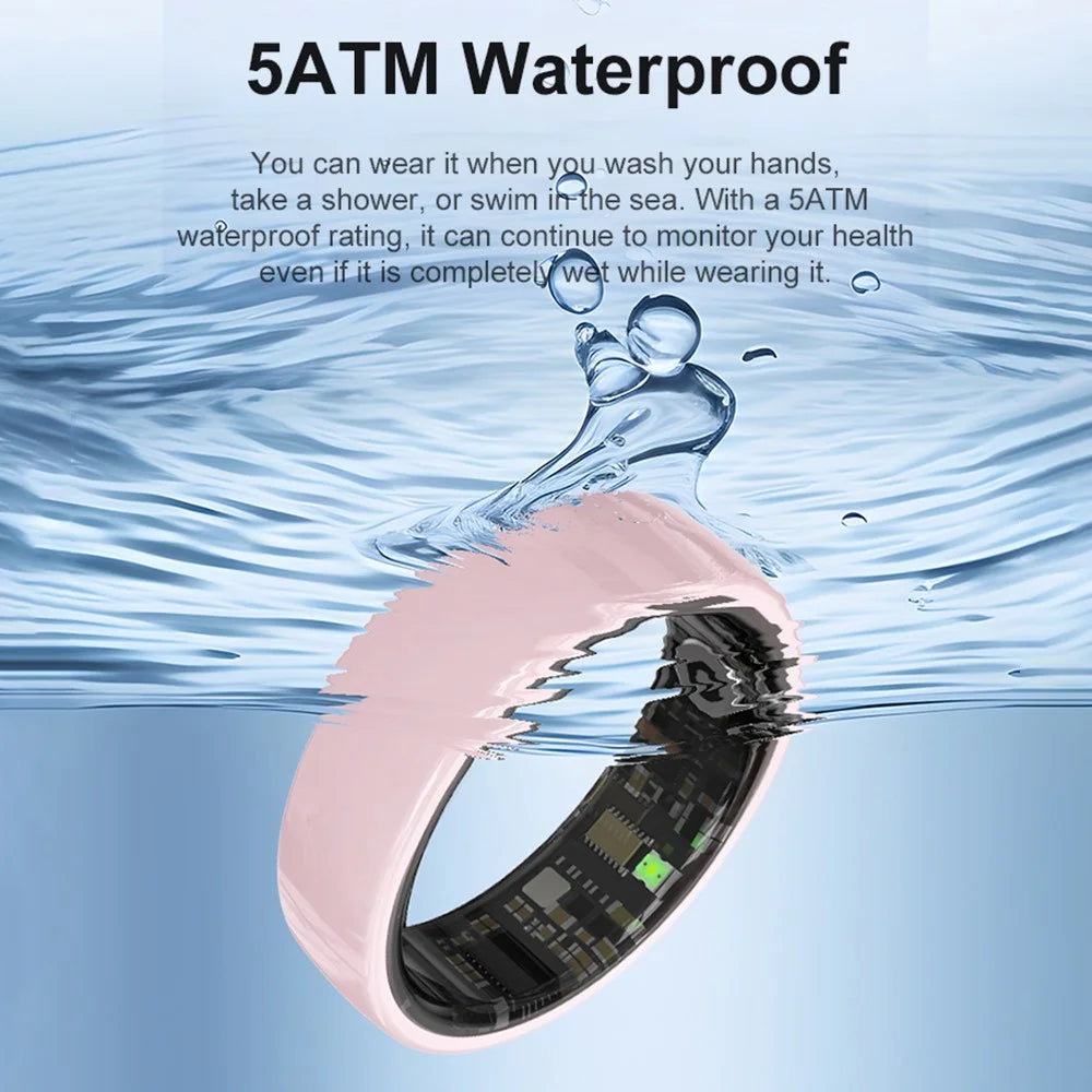 R12 5ATM Waterproof Ceramic Smart Ring with Charging Case 24H Heart Rate Blood Oxygen Sleep Monitor for Health - Black 7 - 7