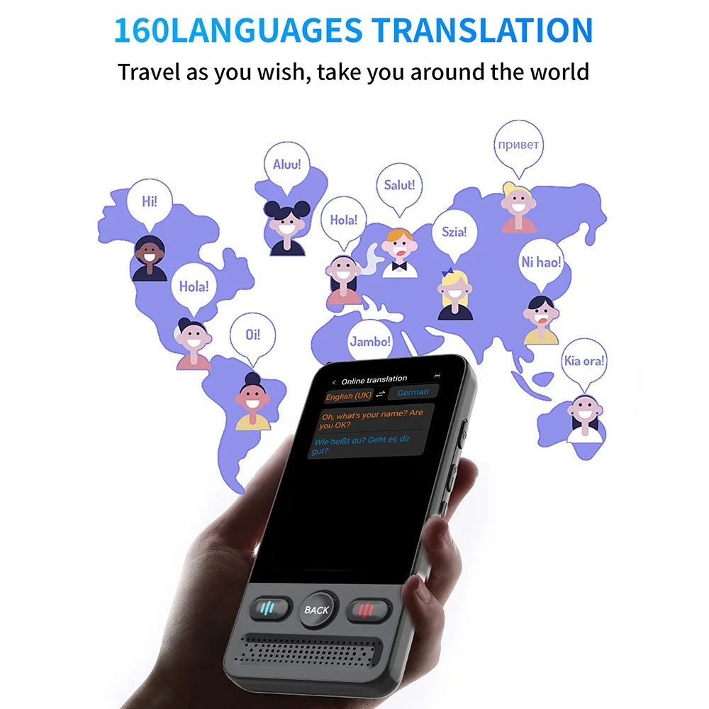T13 2.8 inch 138 Languages Smart Translator WIFI Photo Recording Voice Translator with Offline Translation 1GB RAM 8GB Storage and ChatGPT - Black - 4