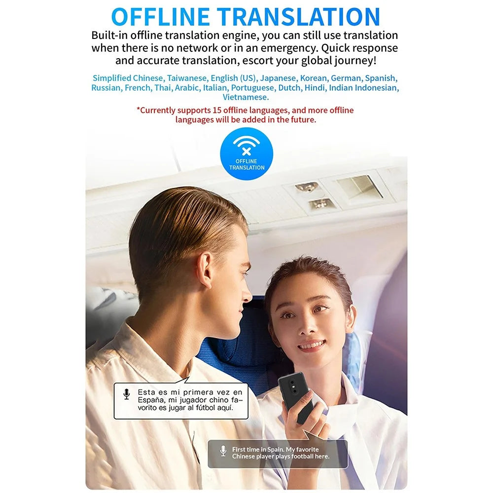 T13 2.8 inch 138 Languages Smart Translator WIFI Photo Recording Voice Translator with Offline Translation 1GB RAM 8GB Storage and ChatGPT - Black - 5