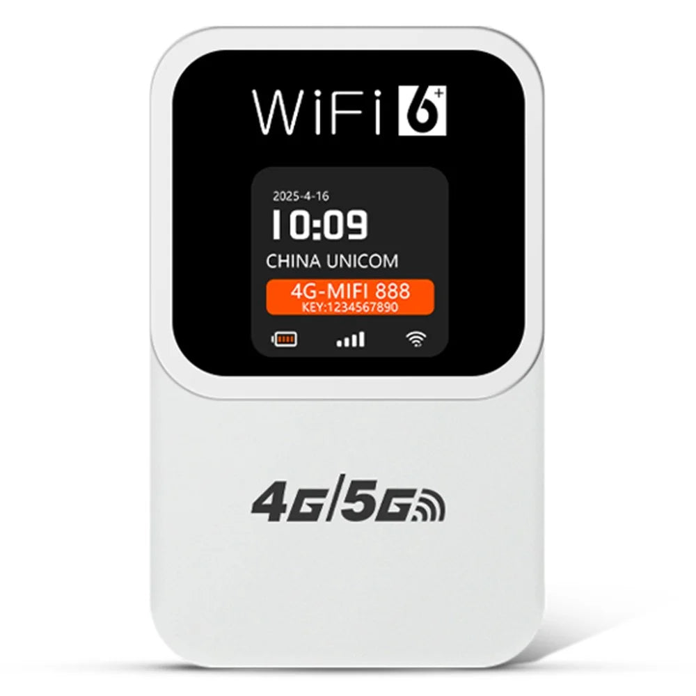 M31-E Portable 4G WiFi Router with Time and Date Display 300Mbps WiFi6 Mobile Hotspot SIM Card Compatible, Eurasian Version - White - 1