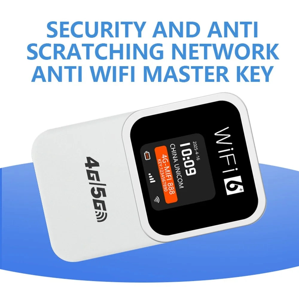 M31-E Portable 4G WiFi Router with Time and Date Display 300Mbps WiFi6 Mobile Hotspot SIM Card Compatible, Eurasian Version - White - 5