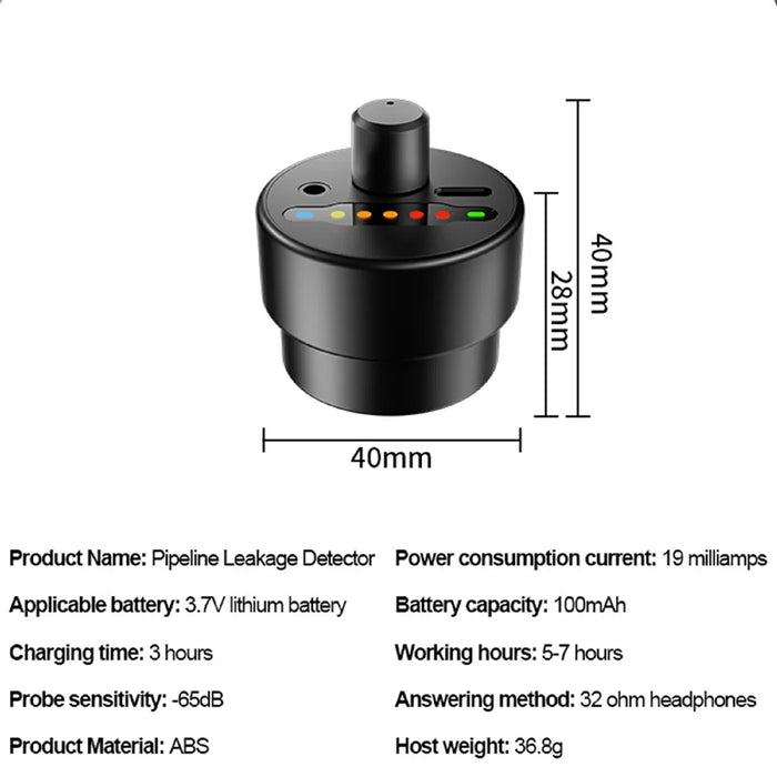 F03 High Precision Pipe Leak Detector Sound Amplification Water Pipe Leakage Tester with High Sensitivity Sensor - 7