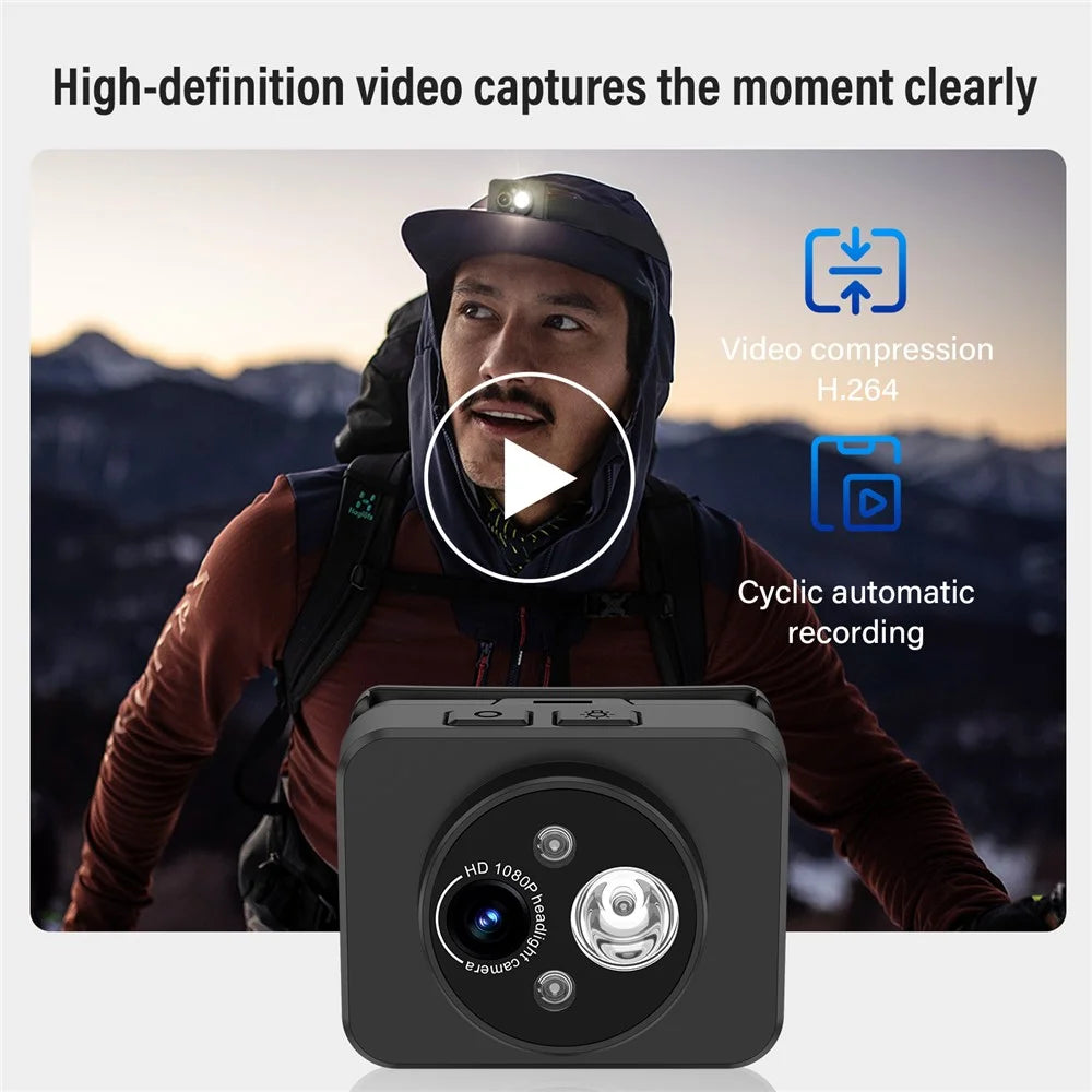 D8 Head-Mounted Light with 1080P Video Recording Gesture Sensing Bright Energy-Saving Headlamp Camera - 5
