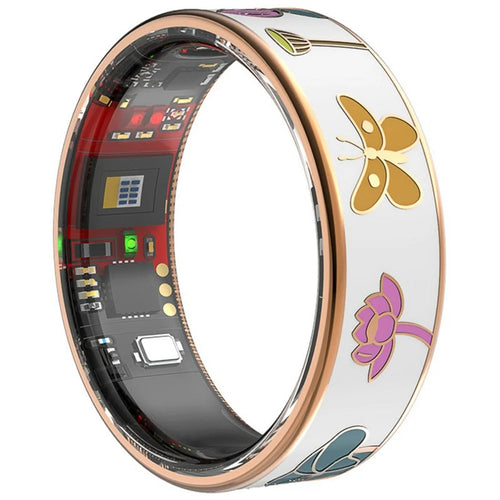 R19 IP68 Waterproof Enamel Smart Ring Heart Rate Blood Oxygen Monitor Tracking Sleep Monitor Ring with Charging Cable - No.6 - 1