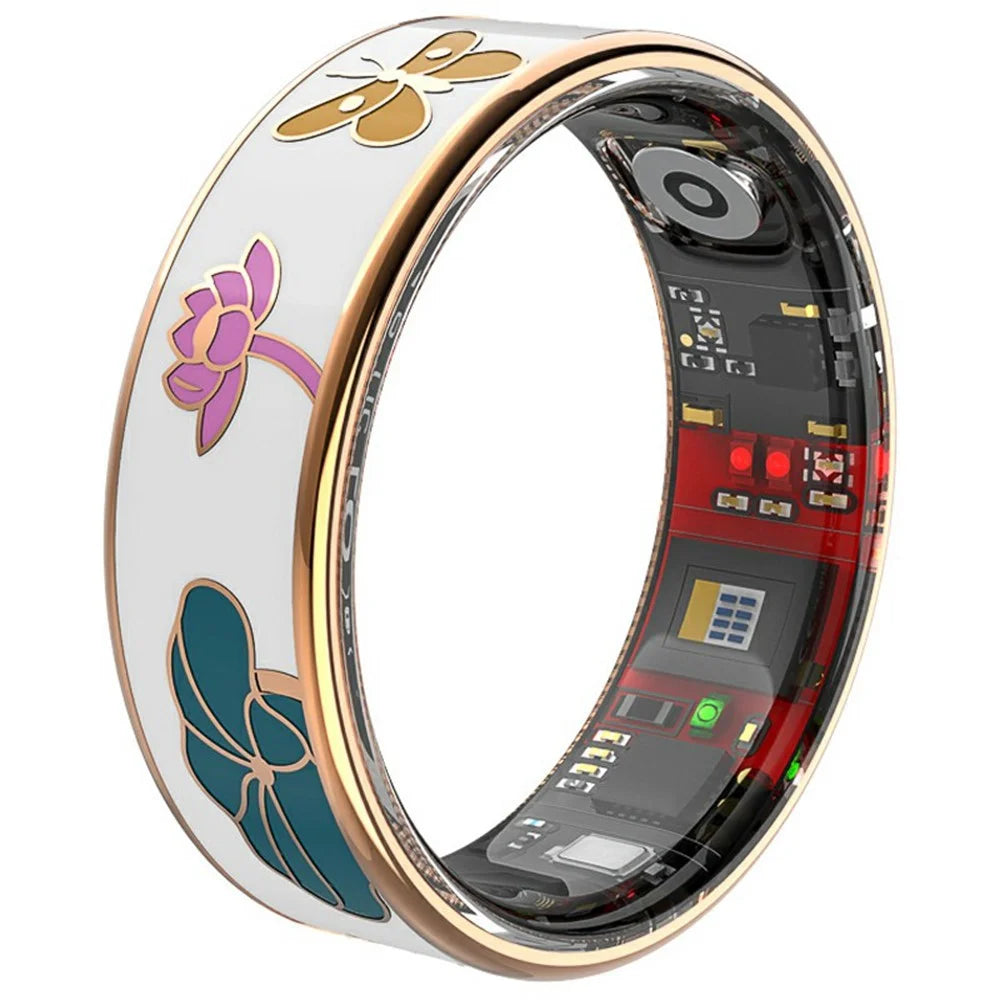 R19 IP68 Waterproof Enamel Smart Ring Heart Rate Blood Oxygen Monitor Tracking Sleep Monitor Ring with Charging Cable - No.6 - 2