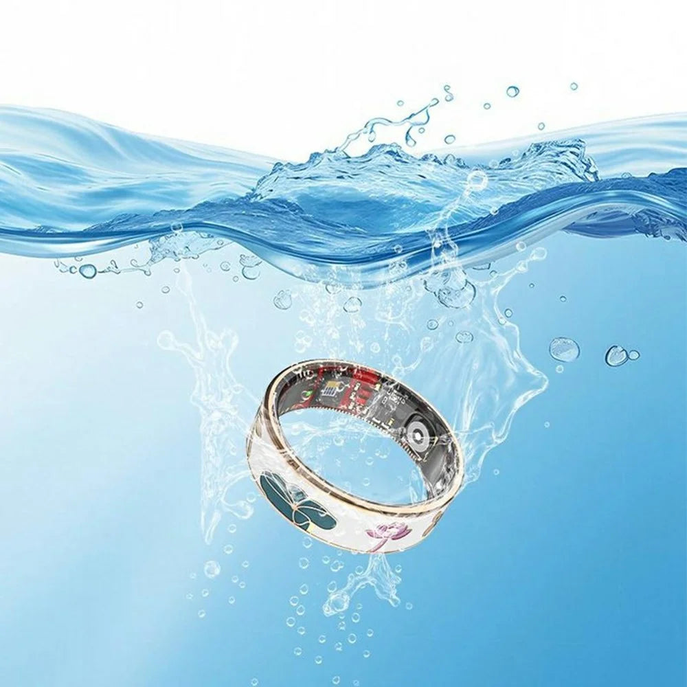 R19 IP68 Waterproof Enamel Smart Ring Heart Rate Blood Oxygen Monitor Tracking Sleep Monitor Ring with Charging Cable - No.6 - 6