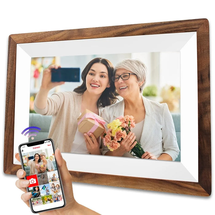 32GB 10.1 Inch Frameo Digital Photo Frame WiFi Smart Digital Picture Frame with IPS Touch Screen Wood Frame - US Plug - 2