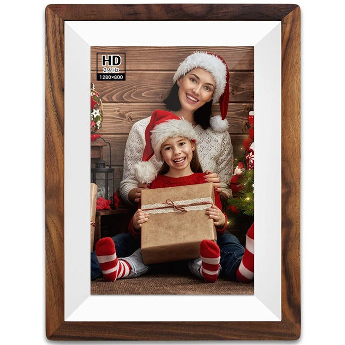 32GB 10.1 Inch Frameo Digital Photo Frame WiFi Smart Digital Picture Frame with IPS Touch Screen Wood Frame - US Plug - 5