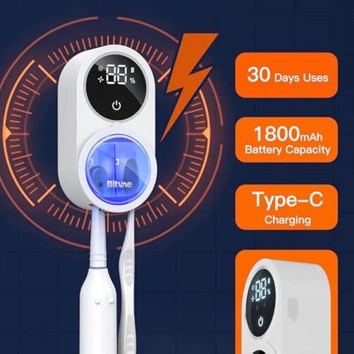 BITVAE X122 Infrared Sensing Toothbrush Sterilizer Cleaner Wall-Mounted UV Disinfection Toothbrush Dryer with LED Smart Screen - 7