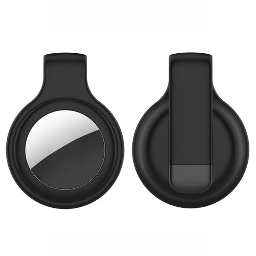 Steel Clip Design Anti-lost Silicone Case Cover Protector for Apple AirTag Bluetooth-compatible Tracker - Black - 1