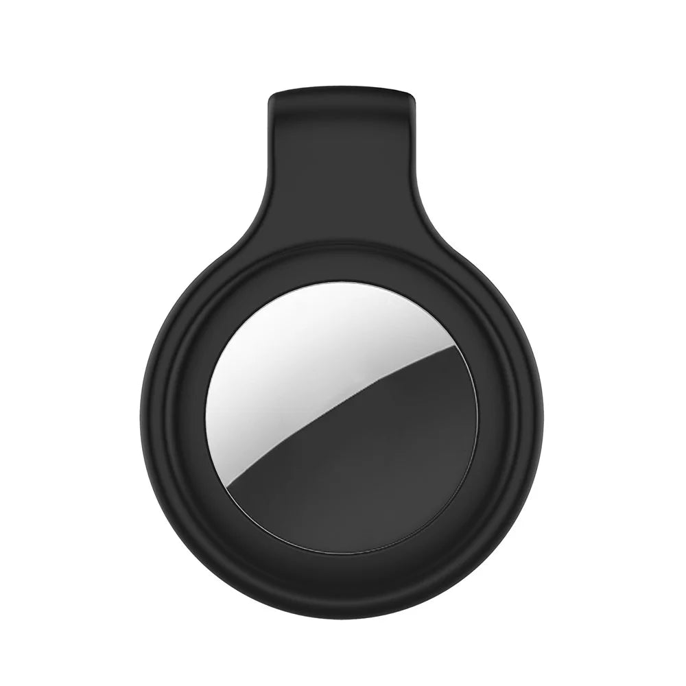 Steel Clip Design Anti-lost Silicone Case Cover Protector for Apple AirTag Bluetooth-compatible Tracker - Black - 2