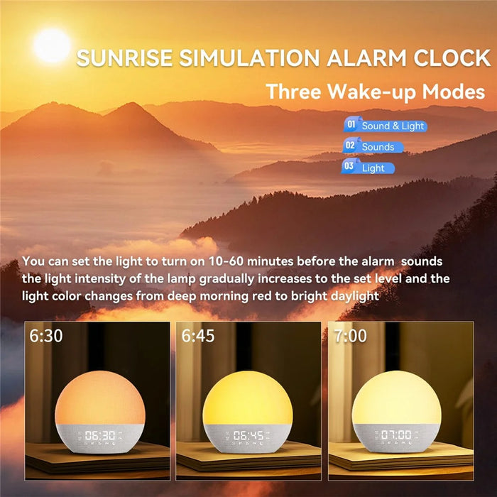 SH08A Fabric Sunrise Design Alarm Clock Bluetooth-Compatible Speaker White Noise with LED Night Light / FM Radio - US Plug - 3