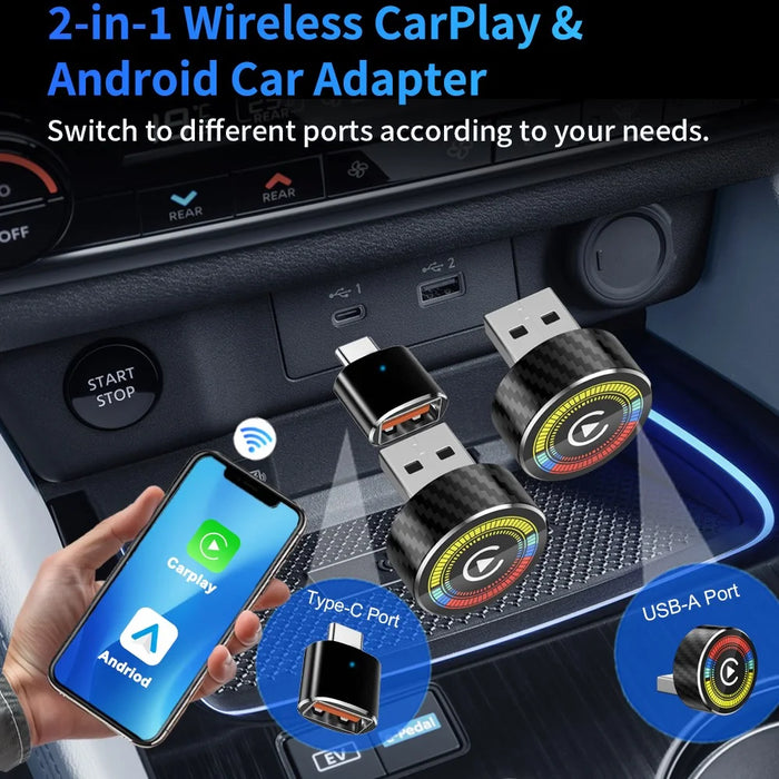 M47 2 in 1 AI Box Wireless Car Adapter for Car Play  /  Android Auto Upgrade Wired to Wireless Converter - 7
