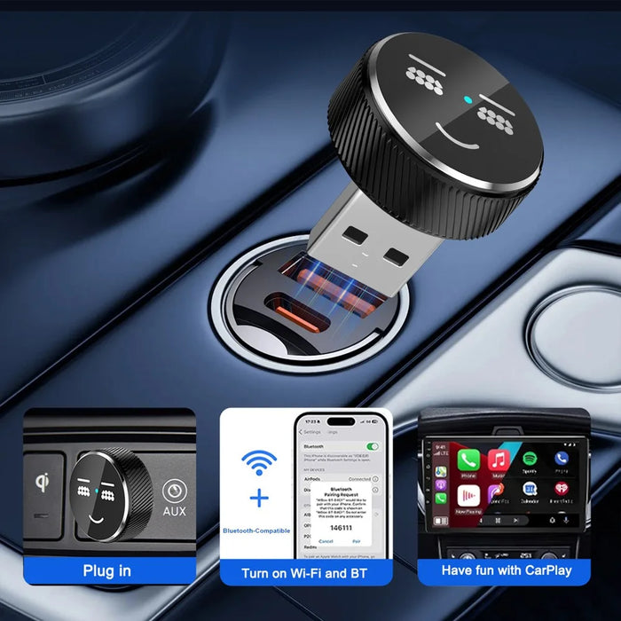 M48 2 in 1 AI Box Cute Pattern Wireless Car Play Adapter for Car Play  /  Android Auto Wired to Wireless Converter - 6