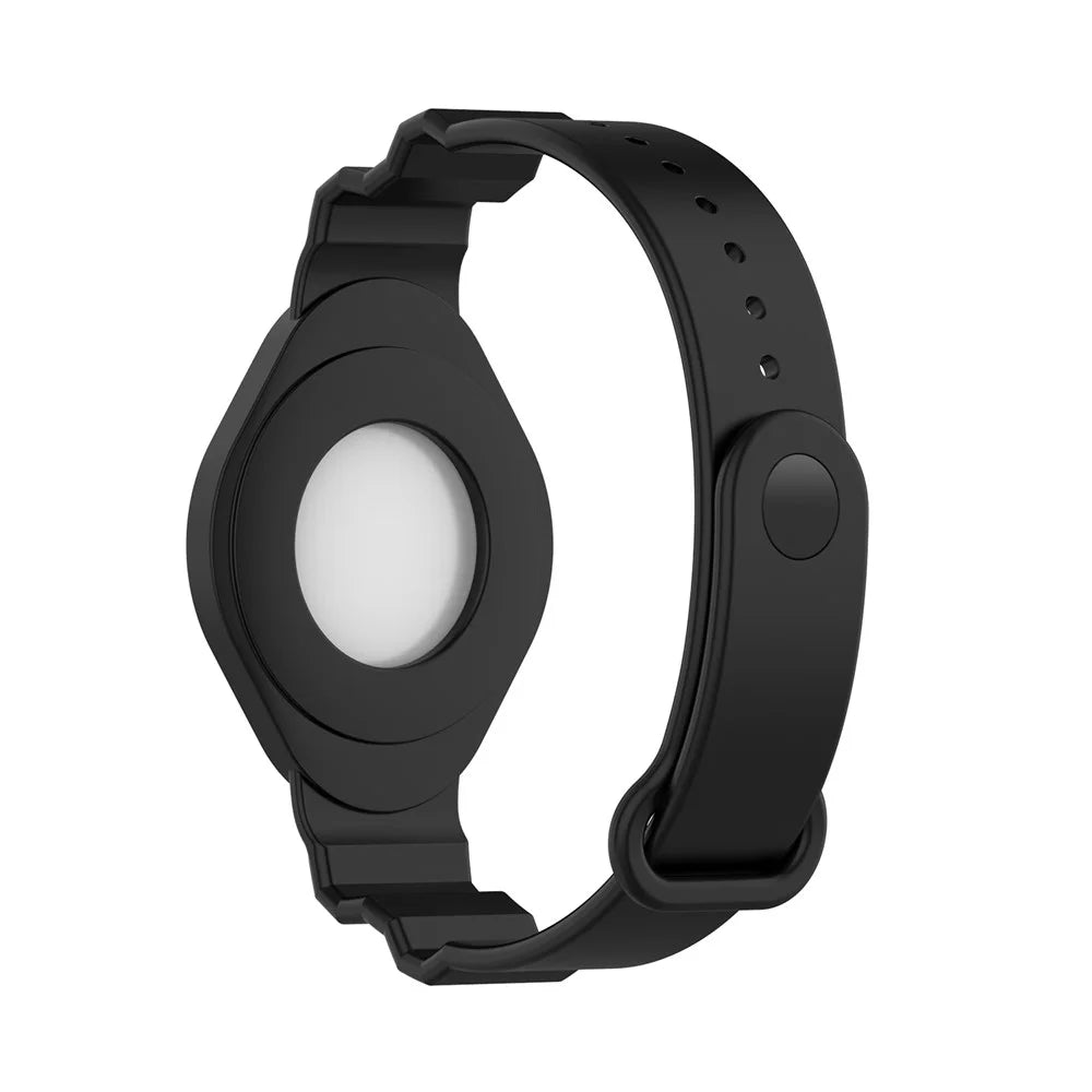 Anti-Lost Protective Cover Case Kids Elderly Silicone Bracelet Wristband Strap for Apple AirTag Tracker - Black - 2