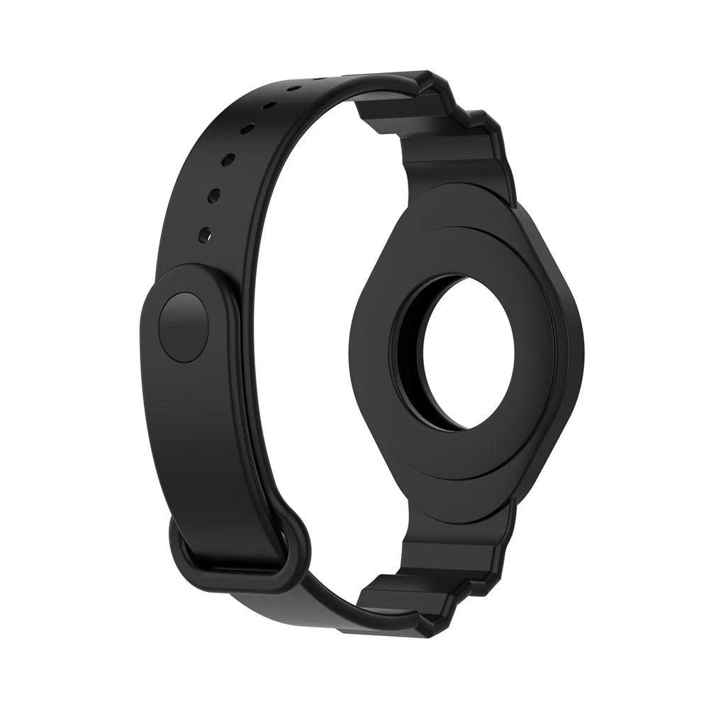 Anti-Lost Protective Cover Case Kids Elderly Silicone Bracelet Wristband Strap for Apple AirTag Tracker - Black - 4