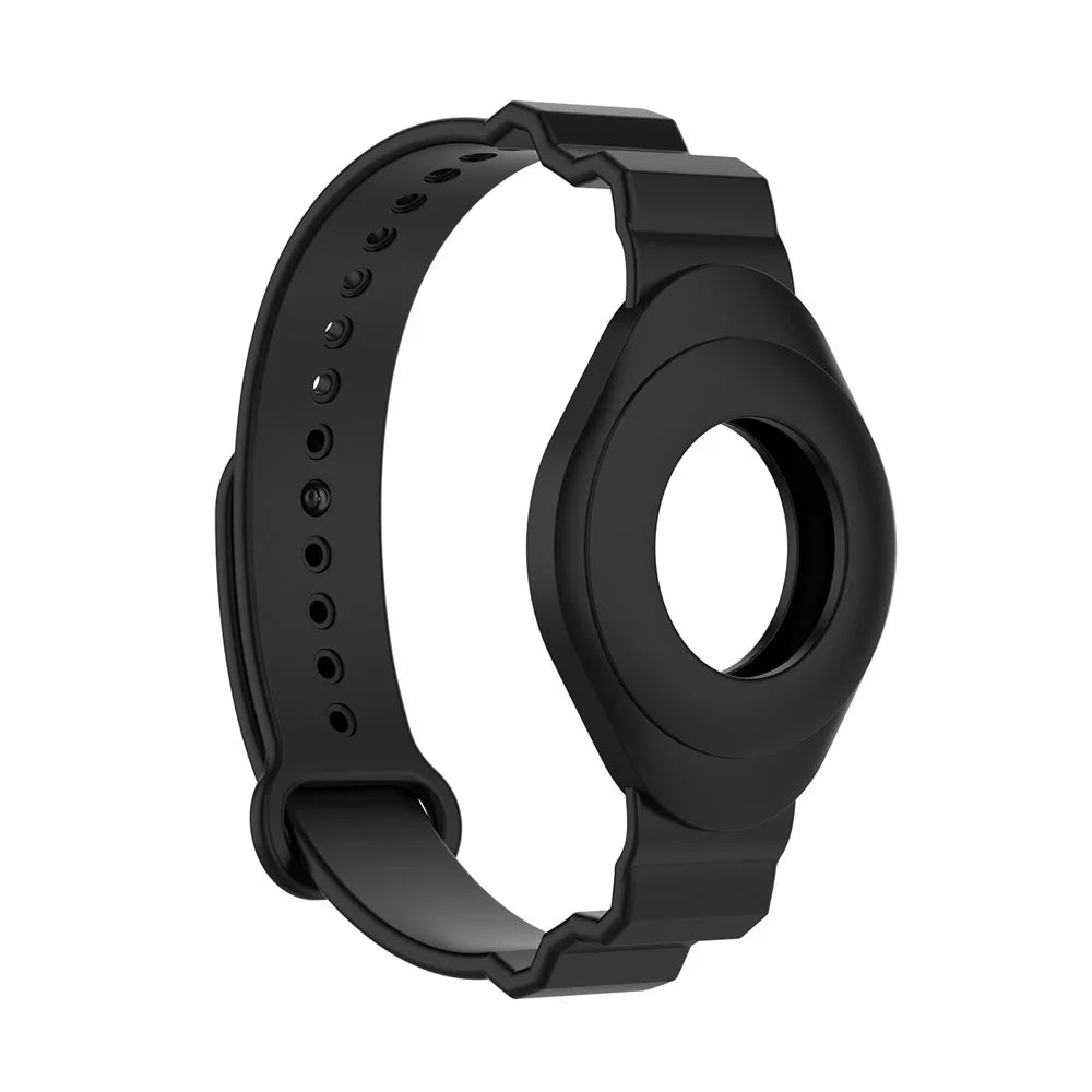 Anti-Lost Protective Cover Case Kids Elderly Silicone Bracelet Wristband Strap for Apple AirTag Tracker - Black - 5