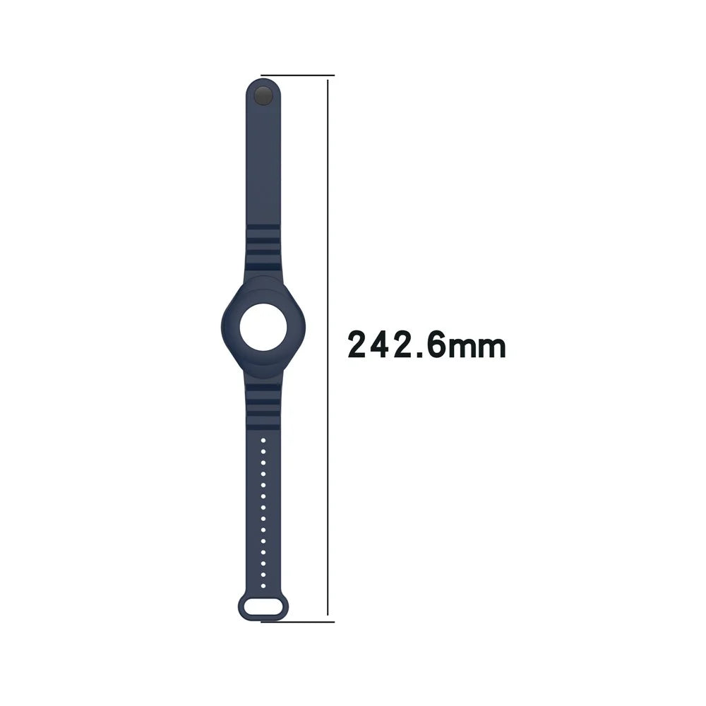 Anti-Lost Protective Cover Case Kids Elderly Silicone Bracelet Wristband Strap for Apple AirTag Tracker - Black - 6