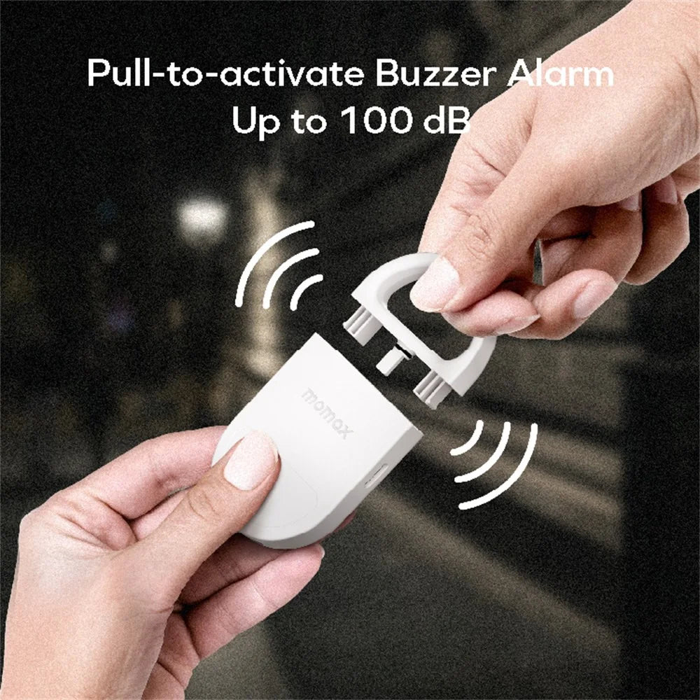 MOMAX PinBuzz Personal Safety Alarm Anti-Lost Device Theft Protection Smart Siren for Outdoor - White - 6