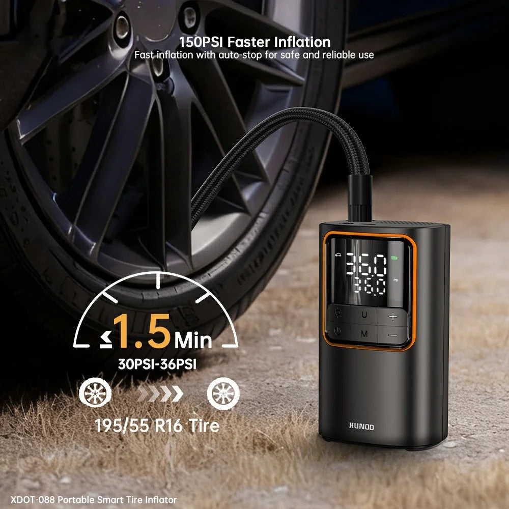 XUNDD XDOT-088 Digital Display Pump for Vehicle  /  Bicycle  /  Ball Portable Smart Tire Inflator with Emergency LED Light - Black - 5