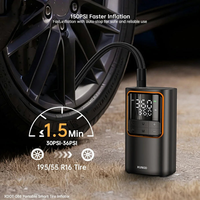 XUNDD XDOT-088 Digital Display Pump for Vehicle  /  Bicycle  /  Ball Portable Smart Tire Inflator with Emergency LED Light - Black - 5