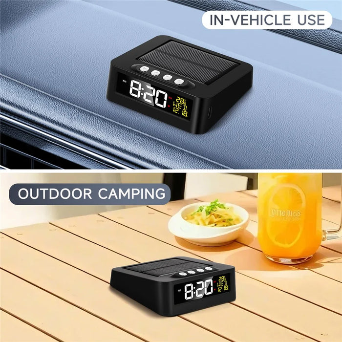 GS-301 Solar Powered Clock Temperature Display LED Digital Alarm Clock with Fatigue Driving Reminder - Black - 6