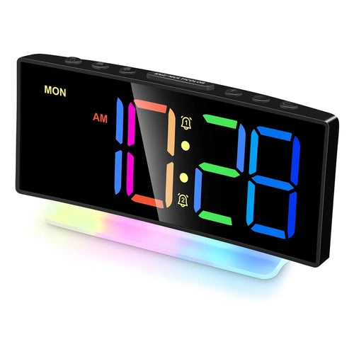 GS-G10 LED Digital Clock for Living Room TV Stand 3 Volume Levels Electronic Alarm Clock with Night Light - Black - 1
