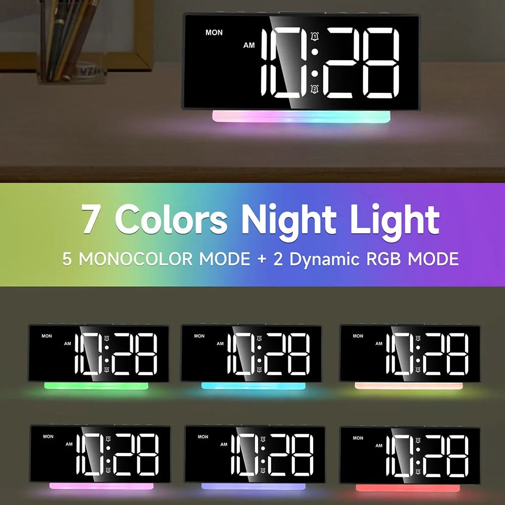 GS-G10 LED Digital Clock for Living Room TV Stand 3 Volume Levels Electronic Alarm Clock with Night Light - Black - 2