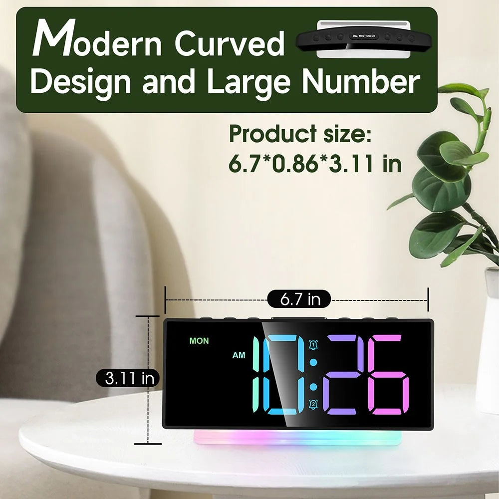 GS-G10 LED Digital Clock for Living Room TV Stand 3 Volume Levels Electronic Alarm Clock with Night Light - Black - 3